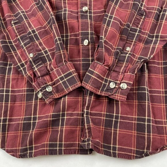 Columbia Button Up Plaid Shirt Men’s XL Cotton Reds Orange Long Sleeve Outdoors - Picture 9 of 10